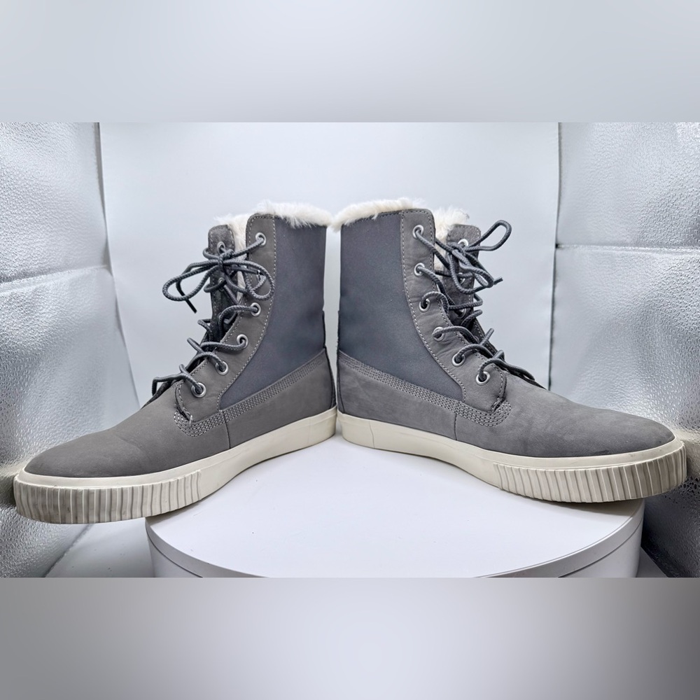Timberland Gray Faux Fur Lined Winter‎ Boots ReBOTL Women’s Size 9 - Picture 6 of 8